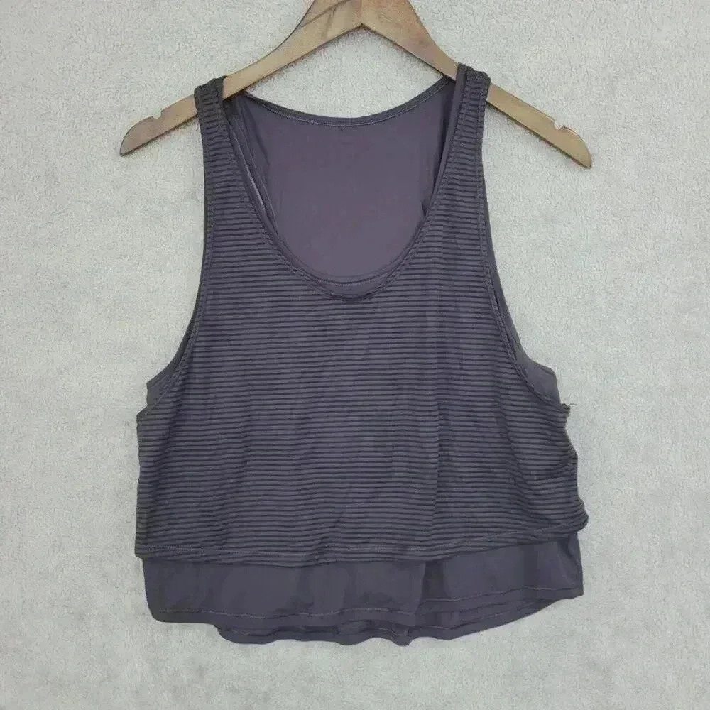 lululemon athletica Gray Striped Tank Top